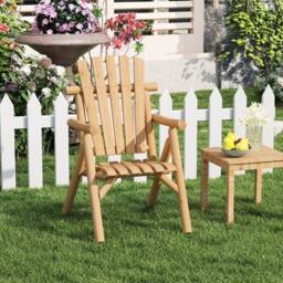 Costway Wooden Patio Chair Patio Lounge Chair w/ Backrest Outdoor Armchair in Natural - thumbnail 6