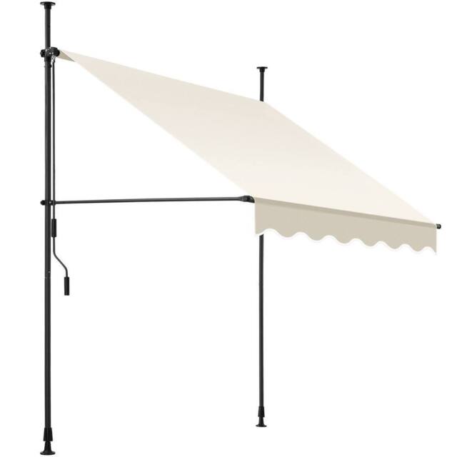 tectake Awning with hand crank - pressure fitted, height adjustable in Beige - Size: 350 cm x 180 cm - image 1