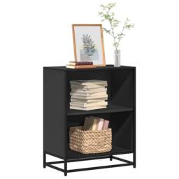 Berkfield Home Book Cabinet Black 60x35x76 cm Engineered Wood - Size: 60 x 35 x 76 cm - thumbnail 2