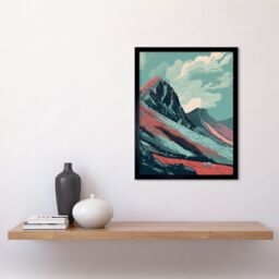 "Artery8 Wall Art Print Scottish Highlands Mountain Landscape Art Framed in Black - Size: W12"" x H16""" - thumbnail 2