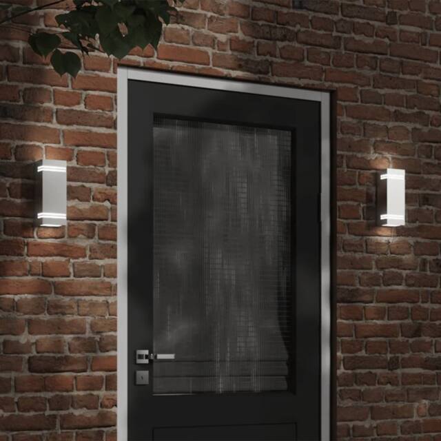 Berkfield Home Outdoor Wall Lights 2pcs Silver Stainless Steel - image 1