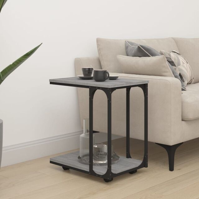 Berkfield Home Side Table with Wheels Grey Sonoma 50x35x55.5cm Engineered Wood - Size: 50x35x55.5 cm - image 1