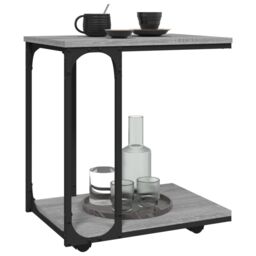 Berkfield Home Side Table with Wheels Grey Sonoma 50x35x55.5cm Engineered Wood - Size: 50x35x55.5 cm - thumbnail 4