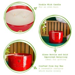 Nicola Spring 350g Wild Fig & Cassis Soy Candles - Pack of 3 - Double Wick Autumn in Red - thumbnail 3
