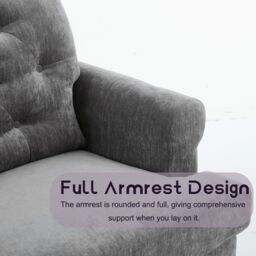 FURNITURE ONE Velvet Tufted Sofa Set, Gray Velvet Sectional Couch Suite-1+2+3 Set in Grey - Size: 1 Pack - thumbnail 4
