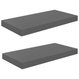 Berkfield Home Floating Wall Shelves 2 pcs High Gloss Grey 50x23x3.8 cm MDF
