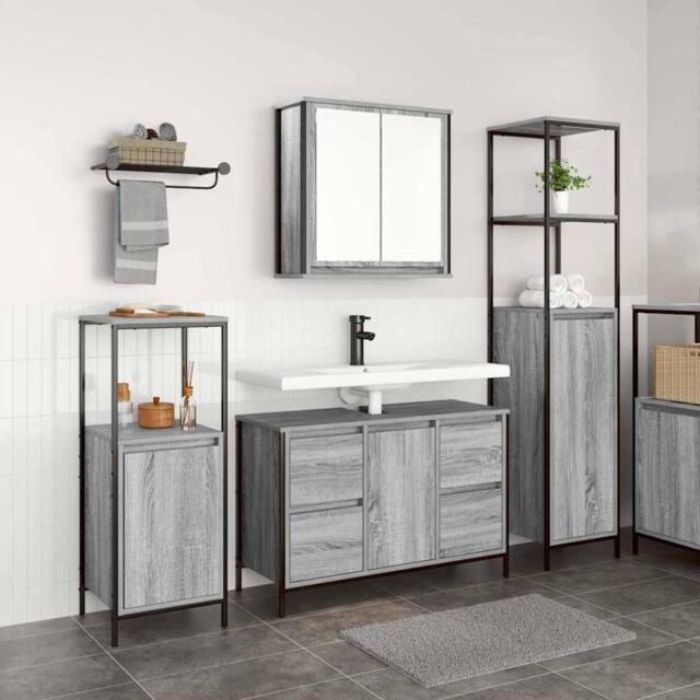 Berkfield Home 3-Piece Bathroom Furniture Set in Grey Sonoma Engineered Wood - image 1