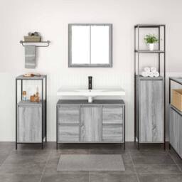 Berkfield Home 3-Piece Bathroom Furniture Set in Grey Sonoma Engineered Wood - thumbnail 4