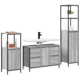 Berkfield Home 3-Piece Bathroom Furniture Set in Grey Sonoma Engineered Wood - thumbnail 3
