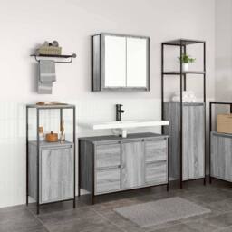 Berkfield Home 3-Piece Bathroom Furniture Set in Grey Sonoma Engineered Wood