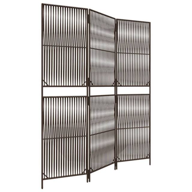 Berkfield Home Room Divider 3 Panels Brown Poly Rattan - image 1