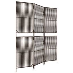 Berkfield Home Room Divider 3 Panels Brown Poly Rattan - thumbnail 1