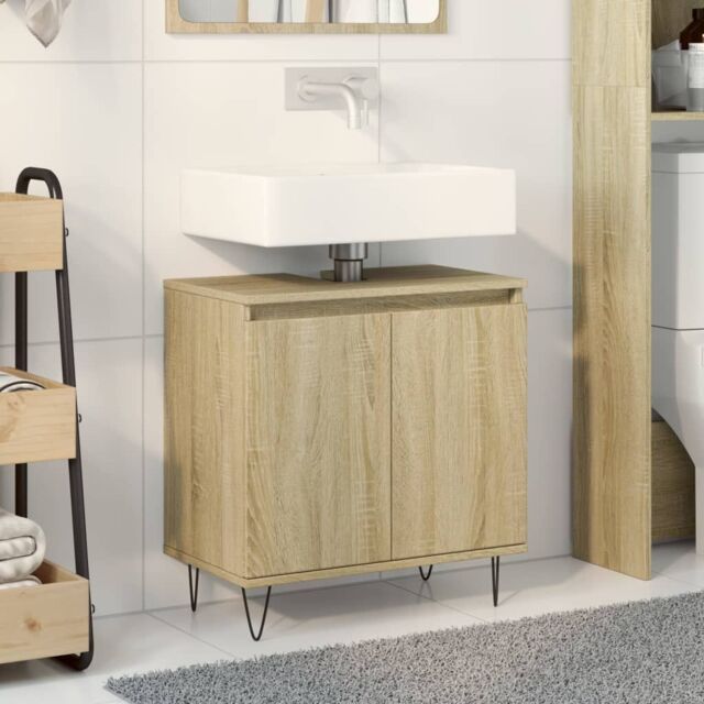 Berkfield Home Bathroom Cabinet Sonoma Oak 58x33x60 cm Engineered Wood in Brown - Size: 58 x 33 x 60 cm - image 1