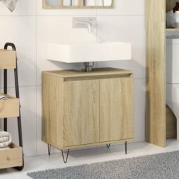 Berkfield Home Bathroom Cabinet Sonoma Oak 58x33x60 cm Engineered Wood in Brown - Size: 58 x 33 x 60 cm - thumbnail 1