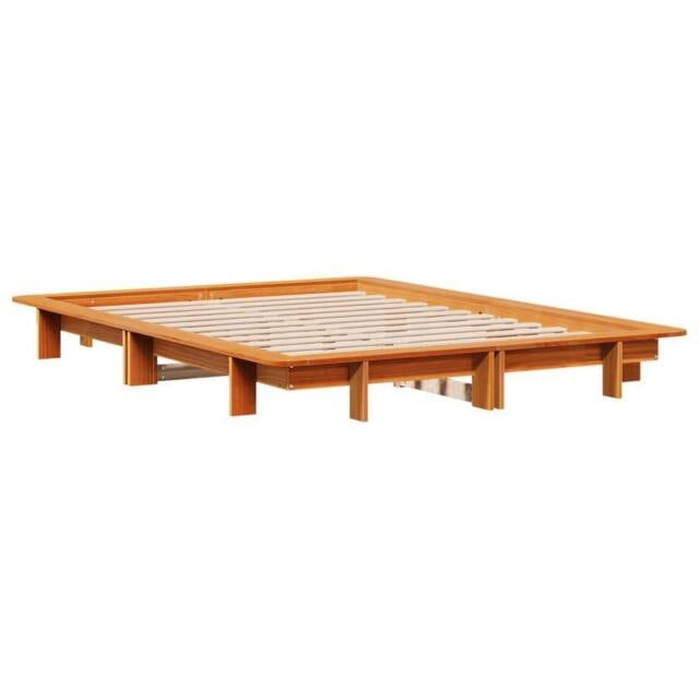 Berkfield Home Modern Bed Frame without Mattress Wax Brown 135x190 cm Double Sol - image 1