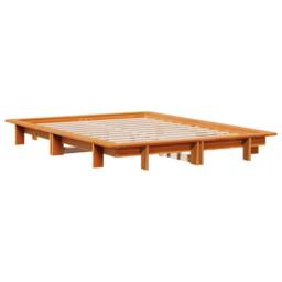 Berkfield Home Modern Bed Frame without Mattress Wax Brown 135x190 cm Double Sol - thumbnail 1