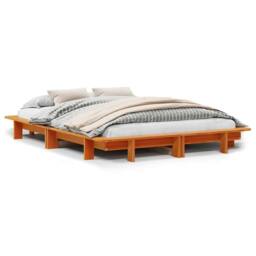 Berkfield Home Modern Bed Frame without Mattress Wax Brown 135x190 cm Double Sol - thumbnail 3