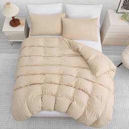 Grace Prewashed Microfibre Duvet Cover Set Soft Lightweight Zipper Closure in Beige - Size: Super King - thumbnail 3