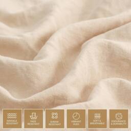 Grace Prewashed Microfibre Duvet Cover Set Soft Lightweight Zipper Closure in Beige - Size: Super King - thumbnail 7