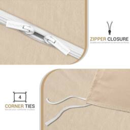 Grace Prewashed Microfibre Duvet Cover Set Soft Lightweight Zipper Closure in Beige - Size: Super King - thumbnail 8