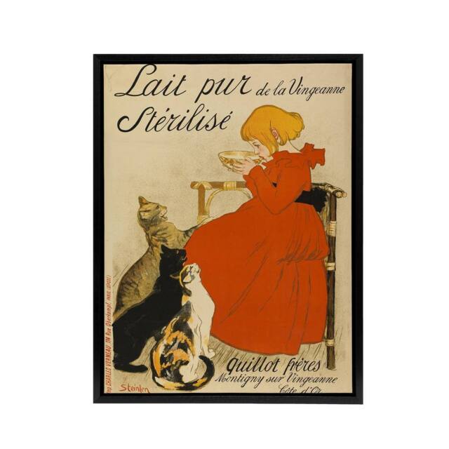 "Artery8 Steinlen Quillot Brothers French Milk Advert Framed Canvas Wall Art Print - Size: W12"" x H16""" - image 1