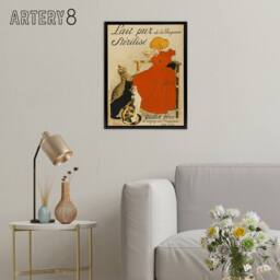 "Artery8 Steinlen Quillot Brothers French Milk Advert Framed Canvas Wall Art Print - Size: W12"" x H16""" - thumbnail 3