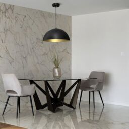 Milagro Beta Pedant Lamp 45cm Hand Made In Matt Black With A Golden Interior - thumbnail 5