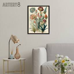 "Artery8 Ernst Haeckel Inspired Wildflowers Framed Canvas Wall Art Print - Size: W18"" x H24""" - thumbnail 3