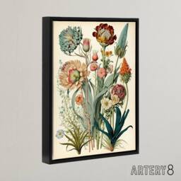 "Artery8 Ernst Haeckel Inspired Wildflowers Framed Canvas Wall Art Print - Size: W18"" x H24""" - thumbnail 2