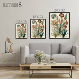 "Artery8 Ernst Haeckel Inspired Wildflowers Framed Canvas Wall Art Print - Size: W18"" x H24""" - thumbnail 4