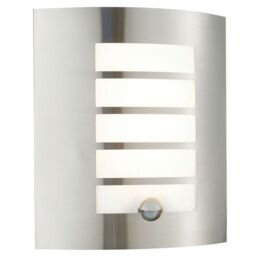 Loops IP44 Outdoor Wall Light PIR Motion Sensor Brushed Steel & Diffuser 7W Warm White - thumbnail 1
