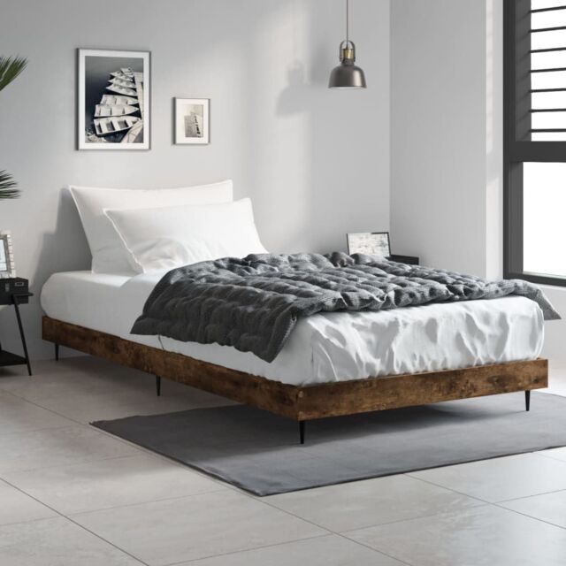 Berkfield Home Bed Frame Smoked Oak 90x200 cm Engineered Wood in Brown - image 1