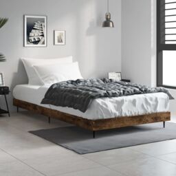 Berkfield Home Bed Frame Smoked Oak 90x200 cm Engineered Wood in Brown - thumbnail 1