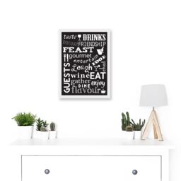 Artery8 Drink Food Feast Wine Kitchen Words Black Quote Artwork Framed Wall Art Print A4 in White - thumbnail 2