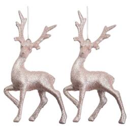 VFM e-Store Christmas Tree Decoration Glitter Reindeer 2 Ornament Rose Gold