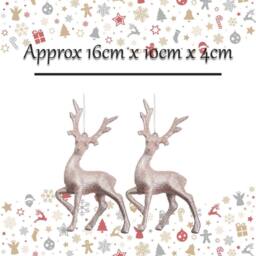 VFM e-Store Christmas Tree Decoration Glitter Reindeer 2 Ornament Rose Gold - thumbnail 2