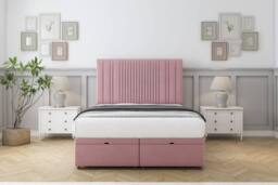 "Comfort Beds The Foxy Plush Ottoman Bed Set With 26"" Strutted Headboard in Pink - Size: Small Double"