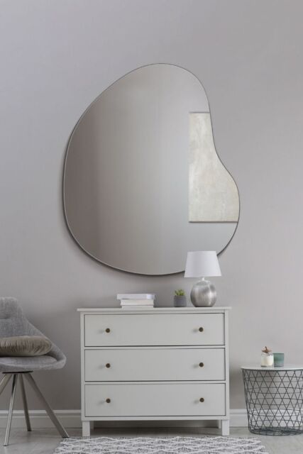 "MirrorOutlet The Lapillus - Frameless Pebble Wall Mirror 47"" X 39"" (120CM X 100CM) in Silver - Size: 1 Pack" - image 1