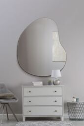 "MirrorOutlet The Lapillus - Frameless Pebble Wall Mirror 47"" X 39"" (120CM X 100CM) in Silver - Size: 1 Pack"