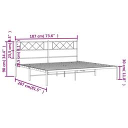 Berkfield Home Metal Bed Frame with Headboard Black Super King Size - thumbnail 9