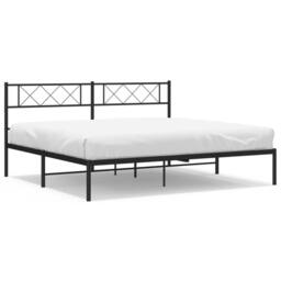 Berkfield Home Metal Bed Frame with Headboard Black Super King Size - thumbnail 3