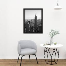 "Artery8 Wall Art Print New York Empire State Building City Black White Photo Large Framed Wall Décor Art - Size: W18"" x H24""" - thumbnail 2