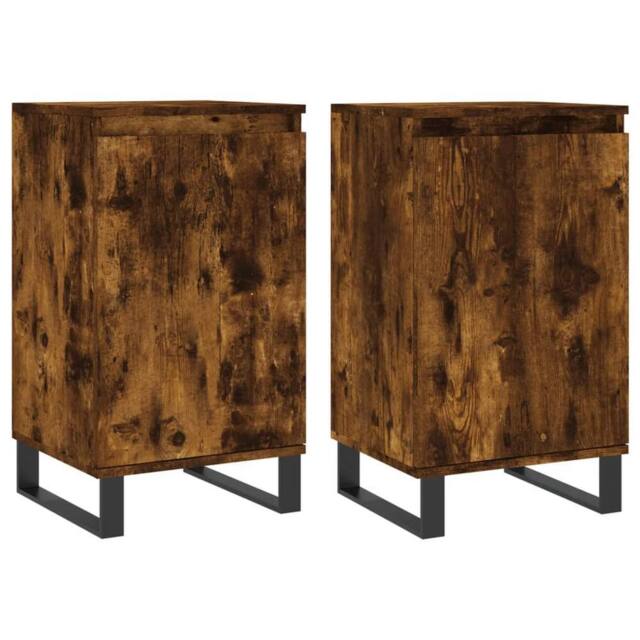Berkfield Home Sideboards 2 pcs Smoked Oak 40x35x70 cm Engineered Wood in Brown - Size: 40 x 35 x 70 cm - image 1