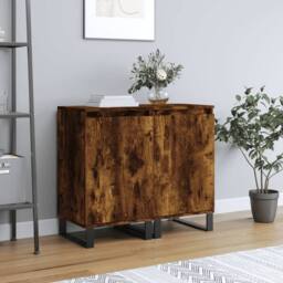 Berkfield Home Sideboards 2 pcs Smoked Oak 40x35x70 cm Engineered Wood in Brown - Size: 40 x 35 x 70 cm - thumbnail 2
