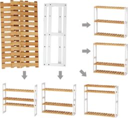 SONGMICS Adjustable 3 Tier Bamboo Shelf for Wall Bathroom or Kitchen in Natural - thumbnail 6