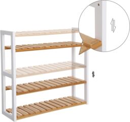 SONGMICS Adjustable 3 Tier Bamboo Shelf for Wall Bathroom or Kitchen in Natural - thumbnail 5