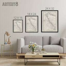 "Artery8 Great Barrier Reef Area Chart Map Kent Framed Canvas Wall Art Print in White - Size: W12"" x H16""" - thumbnail 4