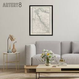 "Artery8 Great Barrier Reef Area Chart Map Kent Framed Canvas Wall Art Print in White - Size: W12"" x H16""" - thumbnail 3