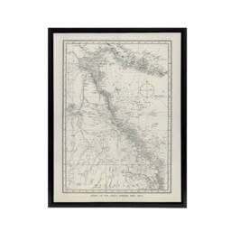"Artery8 Great Barrier Reef Area Chart Map Kent Framed Canvas Wall Art Print in White - Size: W12"" x H16""" - thumbnail 1