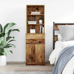Berkfield Home Bedside Cabinet Old Wood 39x35x125 cm Engineered Wood - Size: 39 x 35 x 125 cm - thumbnail 3